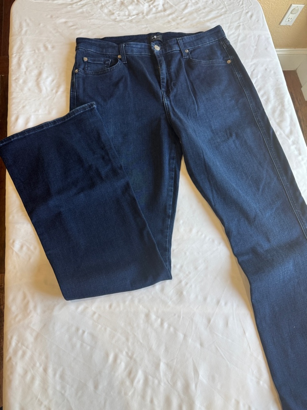 7 For All Mankind Dark Blue Straight Jeans - Picture 5 of 7